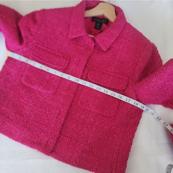 Rachel Zoe twill cropped solid Boucle blazer fuchsia - Picture 13 of 16